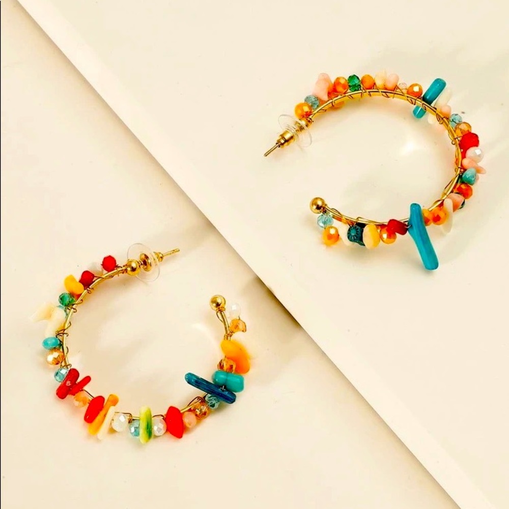 Crystal Decor cuff Hoop Earrings